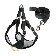 (L, Dark Green) Dog Leash Slip Lead Vest with Lovely Flower Vest Rope 4ft Long Pet Strong Training Walking Swimming Hiking Lead XL Blue