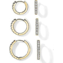 (Gold) 18K Gold Plated 925 Sterling Silver Post, 3 Pairs Small Gold Hoop Earrings Set