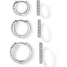 (Silver) 18K Gold Plated 925 Sterling Silver Post, 3 Pairs Small Gold Hoop Earrings Set