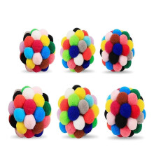(4.5cm and 6cm) 6Pcs Colorful Cats Chewing Toy Ball Shape Safe Improve Mood Toy with Sound Improve Mood Gift for Kitten 4.5cm