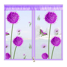 Summer Zipper Screen Door Curtain-purple dandelion 1