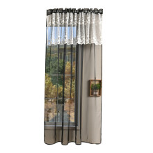Semi Sheer Curtain for Living Room Bedroom-Black 100 250cm