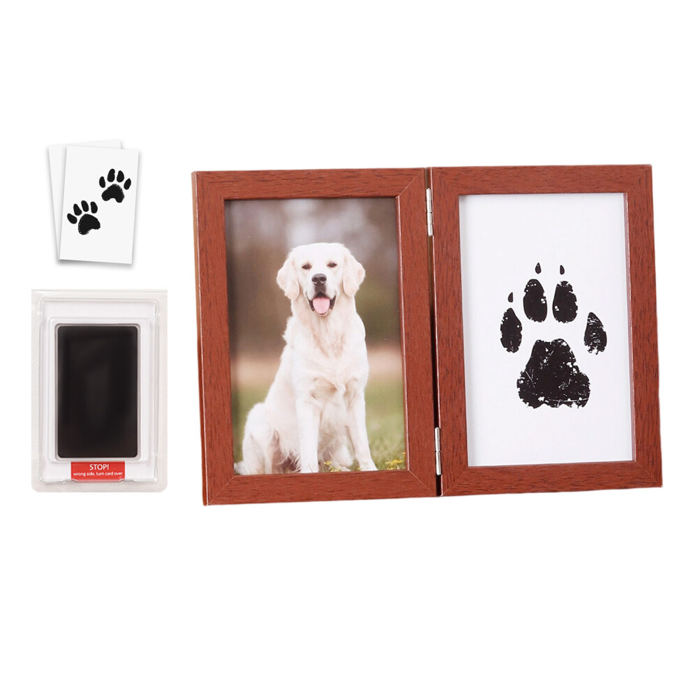 Baby Footprint Handprint Set Pet Paws Print Kits-Mahogany frame