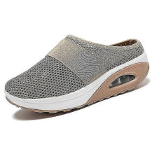 (36, Khaki) Women'S  Air Cushion Walking Shoes  Orthopaedic Diabetic  Slip-On Sneakers yn0211