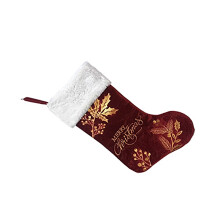 Polyester Christmas Sock Decoration With-Type A burgundy