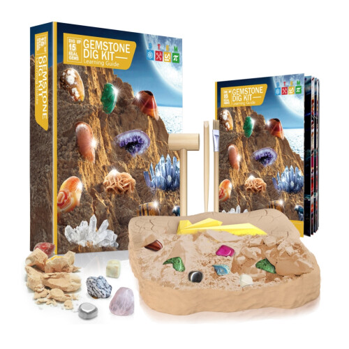 Interactive Digging Activity, STEM Educational Gifts For Young Scientists, Space Theme Exploration, Real Gems Excavation Kit, Perfect For Educational
