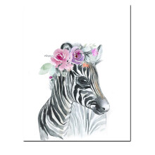 Set med 4 tryck av giraff, elefant, zebra och lejon, blekningsbeständigt bläck på premiumcanvas, perfekt present för barntillfällen,