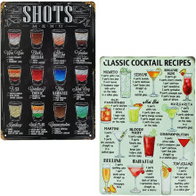Väggskylt för mansgrottan, klassiska cocktailrecept, skottmeny, järnmetallposter, vintagemodedekoration för café, bar, restaurang, pub, hotell