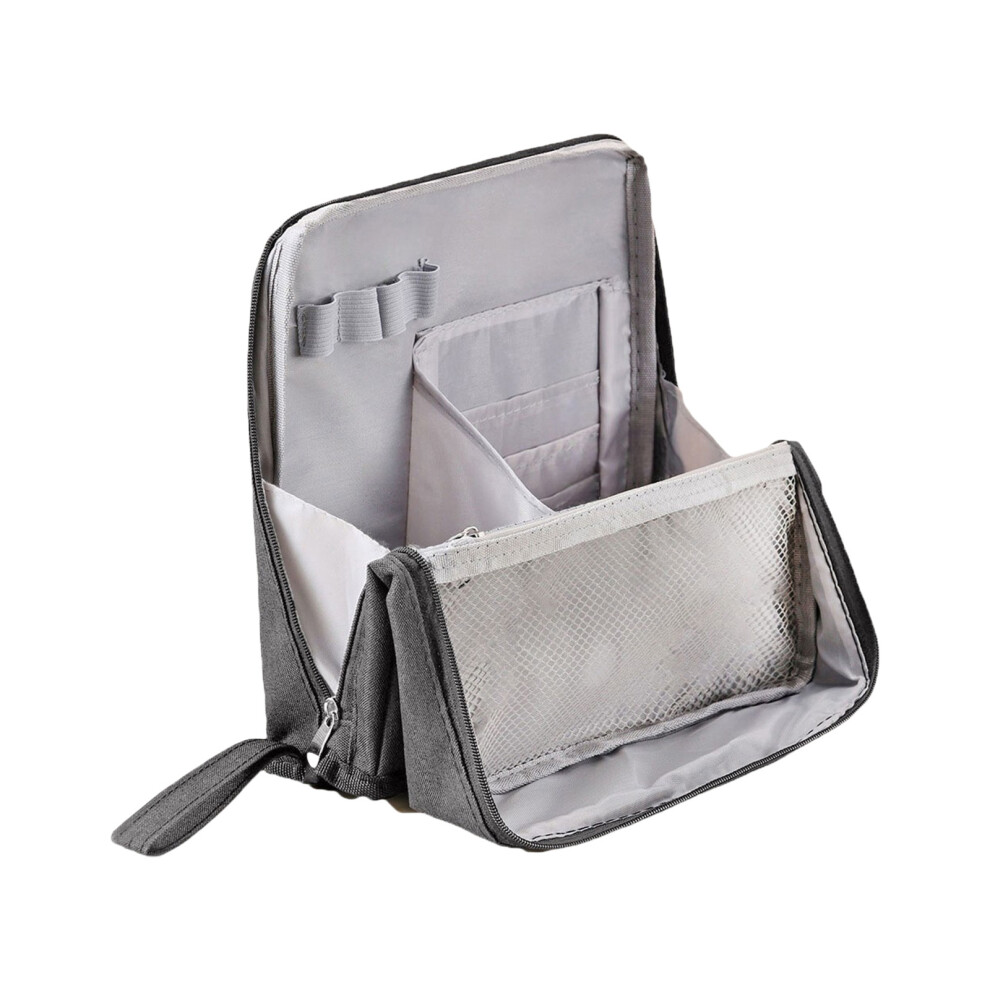 Gray Standing Makeup Bag Large Capacity Cosmetic Bag Wash Bag