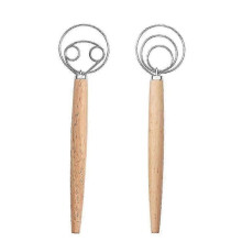 (Three circles * double circles) Traditional Danish Dough Whisk, Bread Dough Hand Mixer, Artisan Bread Baking Tool