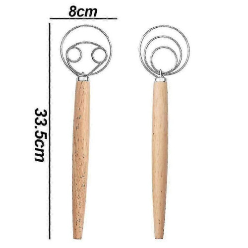 (Three circles * double circles) Traditional Danish Dough Whisk, Bread Dough Hand Mixer, Artisan Bread Baking Tool 1