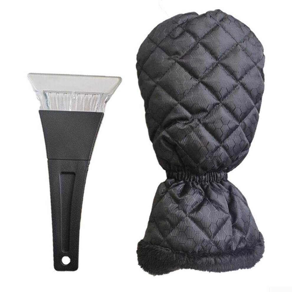 Winter Car Essential Frost And Snow Remover Gloves With Efficient Ice Scraper Black 9323874223346