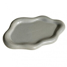 (Grey) Ceramic Jewelry Tray Trinket Storage Plate Smooth Surface Necklace Cloud Shape Bracelet Ring Holder Dish Photo Prop Perfume Display Stand