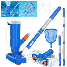 Vielseitige Schlauchadapter, verbesserter Poolbodensauger mit verdickter Aluminiumstange und doppeltem Netzbeutel für Aufstell- und Einbaupools,