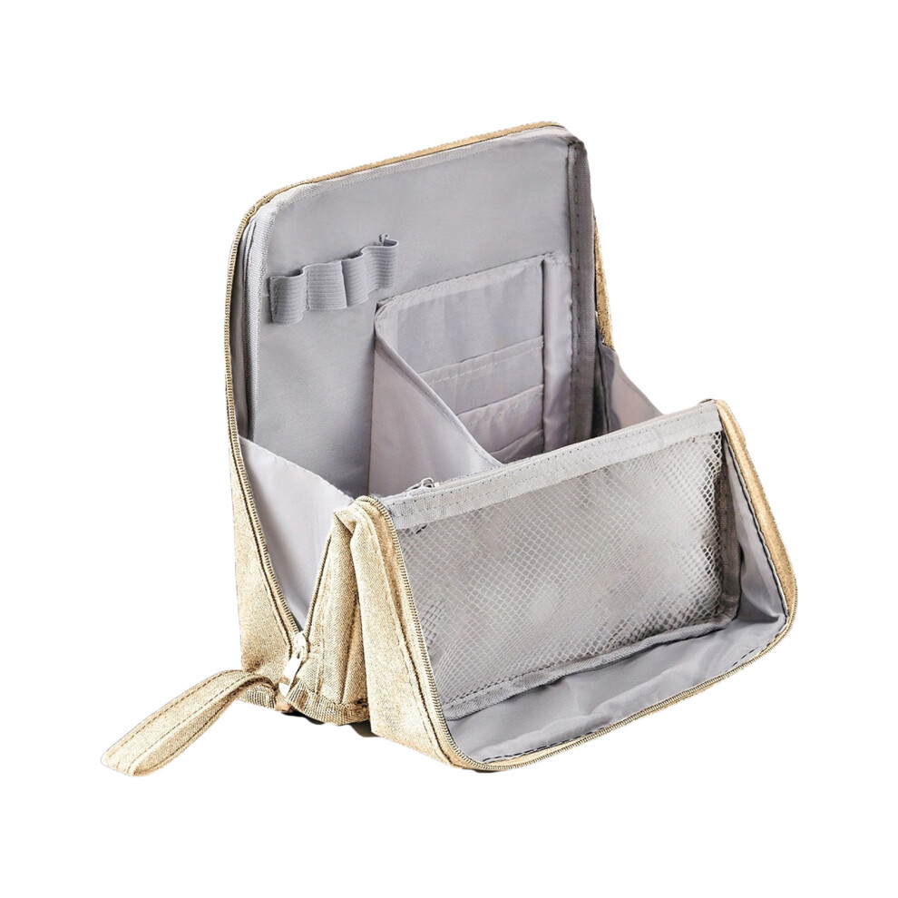 Beige Portable Cosmetic Bag Large Capacity Toiletry Bag
