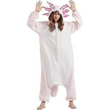 (L) DELEY Unisex Axolotl Costume Adult Onesie, One Piece Pajamas, Halloween Cosplay Costumes Homewear Jumpsuit,Animal Onesie