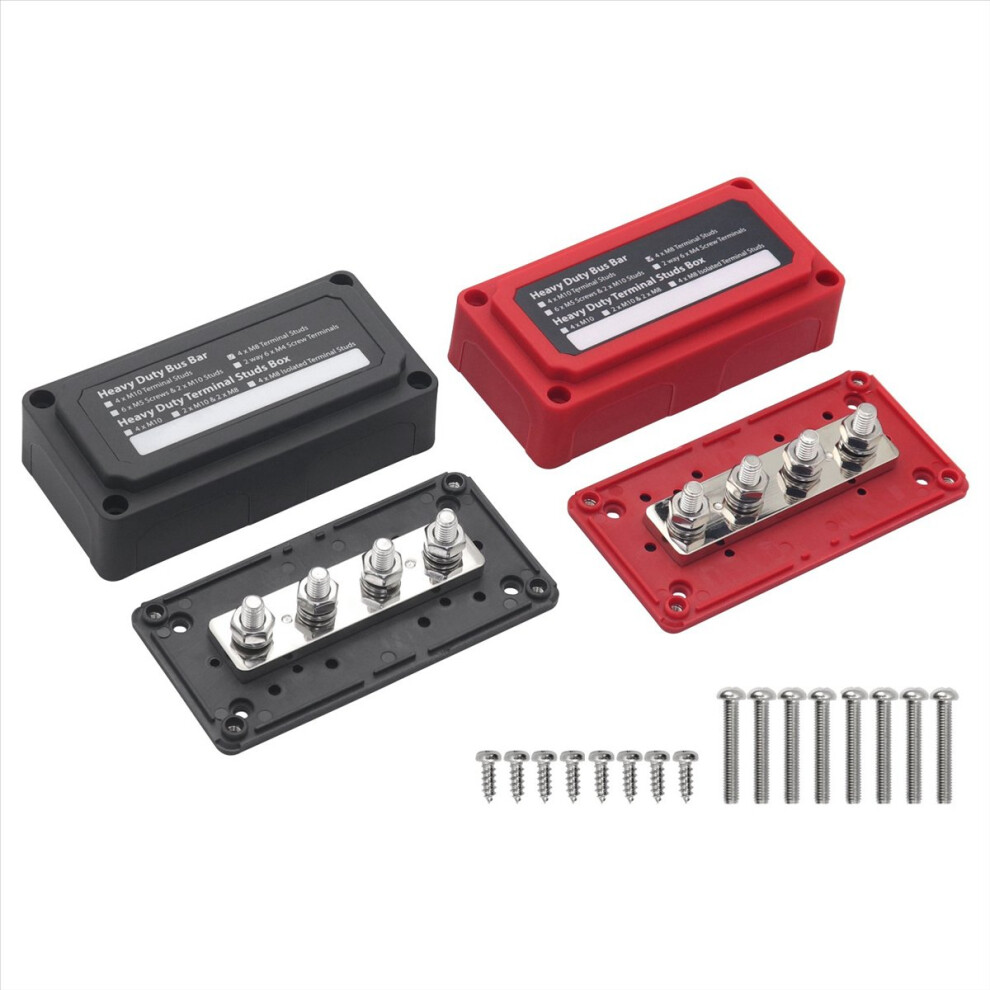 2Pcs 300A Bus Bar Heavy Duty Power Distribution Block Busbar Box With 4XM8 (5/16Inch) Terminal Studs For Car Rv Boat 4852079750166