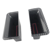 Car Carbon Fiber Door Handle Storage Box Side Armrest Bin Black for Escape 2020