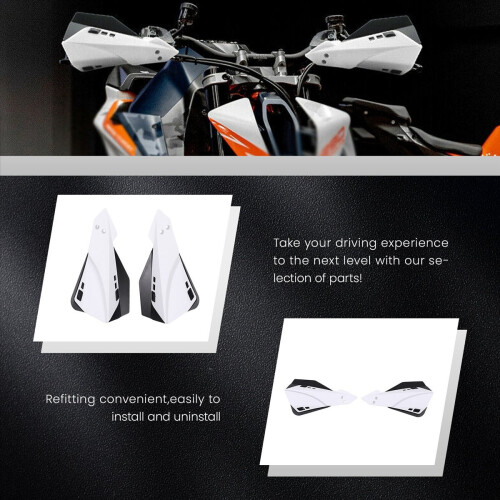 White Universal Motorcycle Handguard Motocross Hand Guard Protector for 22mm Handlebar 2