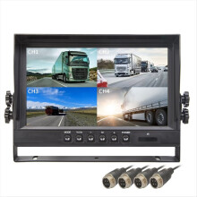 9In LCD Car Rearview Quad Split Monitor,4 Channels 4CH Monitor 4 Screen Display for Truck Reversing Camera