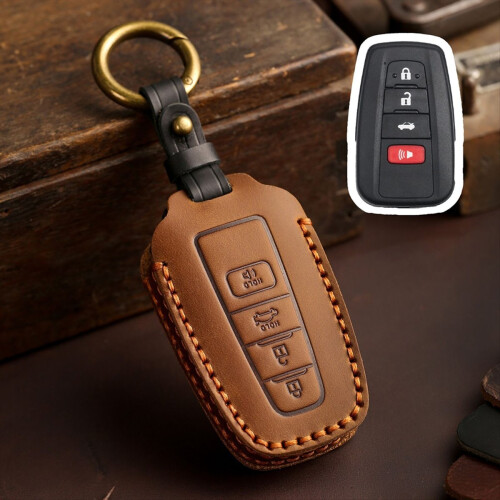 Car Key Case Cover Shell Fob for Prado 4 Button Brown 2