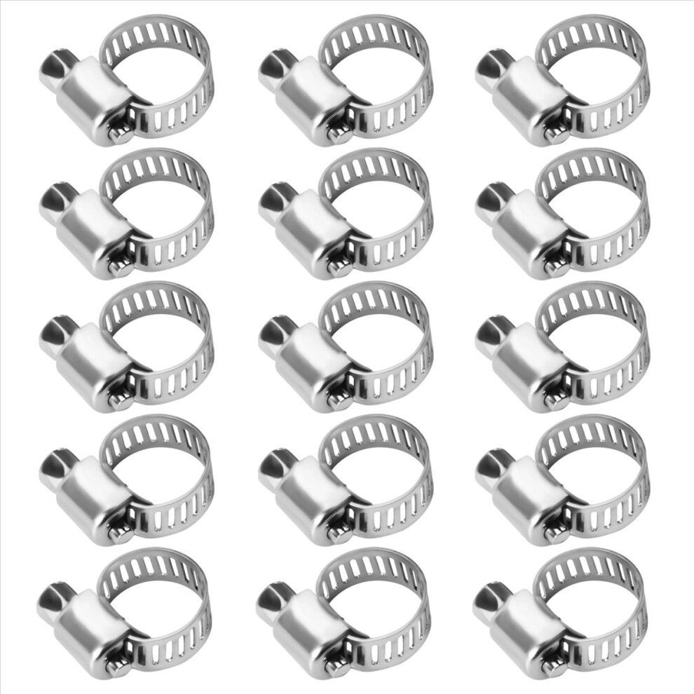 15 Pcs Stainless Steel 8Mm To 12Mm Hose Pipe Clamps Clips Fastener 4851145177135