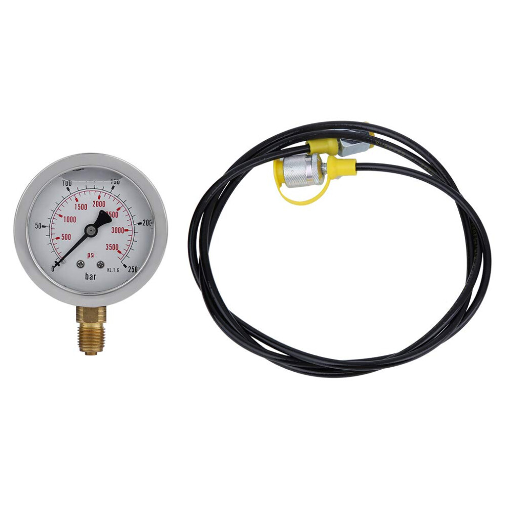 Hydraulic Pressure Test Kit With 4.9Ft Hydraulic Hose 0250 Bar/3600 Psi Gauge M16x2bsp1/4 Connector 9323874223650