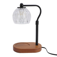 Dimmable Vintage Candle Warmer Lamp with Timer, Walnut Wood & Glass, 220V