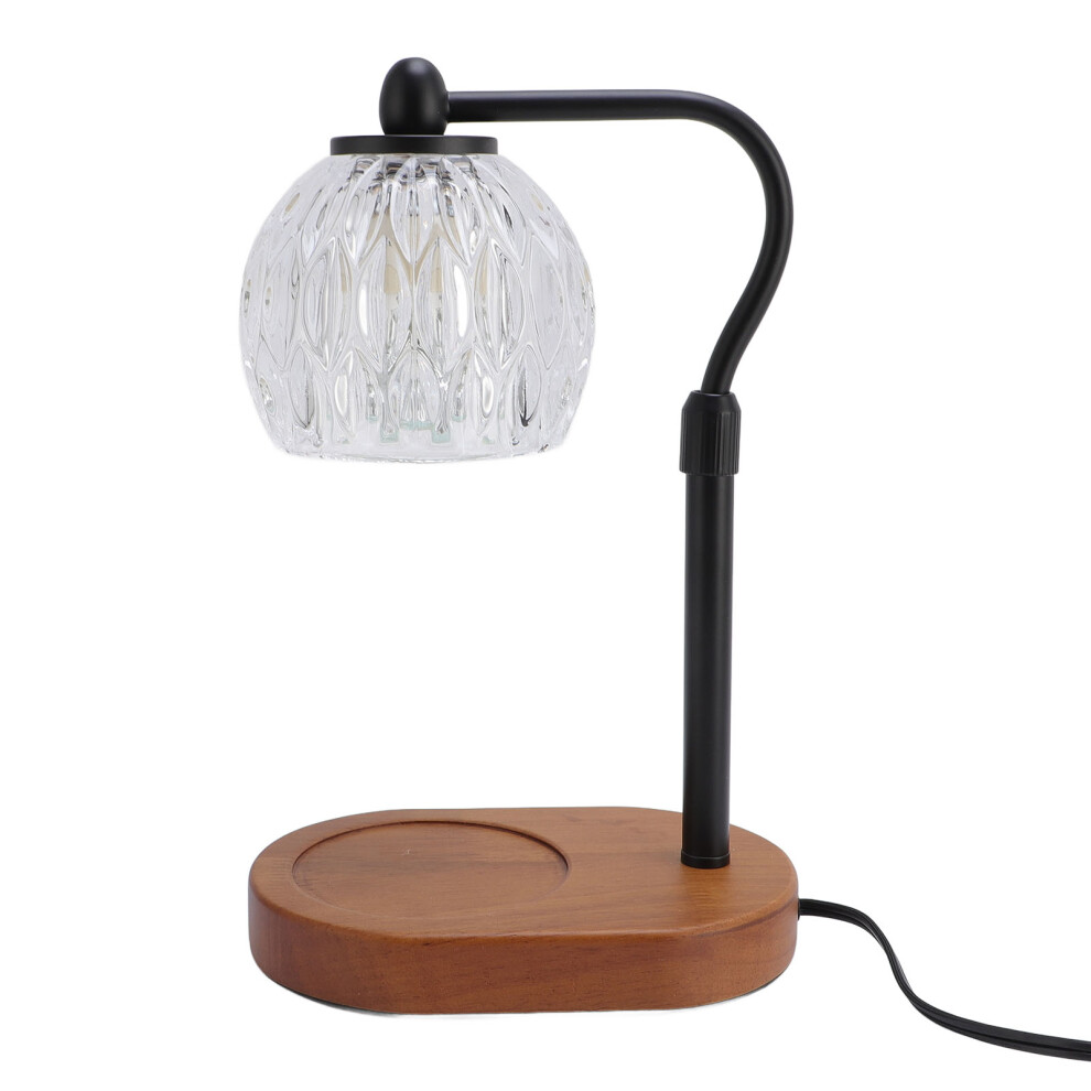 Dimmable Vintage Candle Warmer Lamp with Timer, Walnut Wood & Glass, 220V