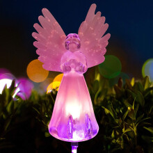 Luminária solar em forma de anjo, presente memorial perfeito para entes queridos. Estacas solares para jardim que mudam de cor absorvem a luz solar