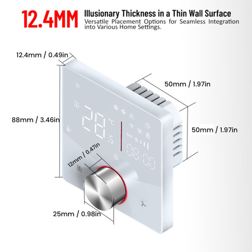 Wireless AC Thermostat with 5+2 Day Program 6 Periods White Easy Install 1