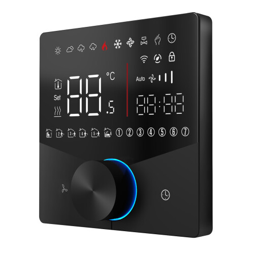Wireless WiFi Thermostat for AC Digital Touch Display Programmable 5 & 2 Black