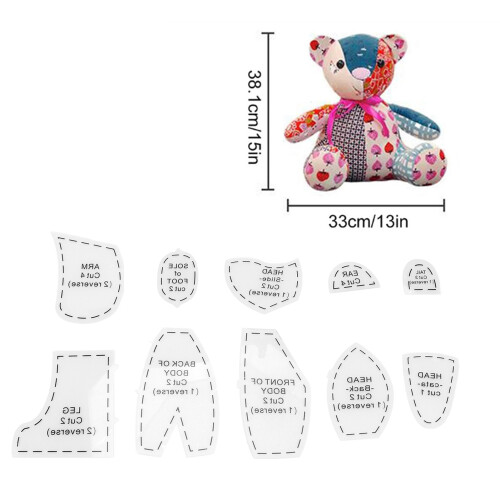 Acrylic Sewing Pattern Kit 10 pcs for Memory Bear Making 15 Inch Dolls 1