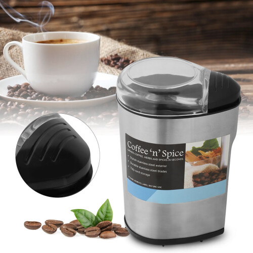 Moedor elétrico de café e especiarias, moedor versátil com operação de um toque para moagem uniforme e rápida de café, grãos, temperos e 1