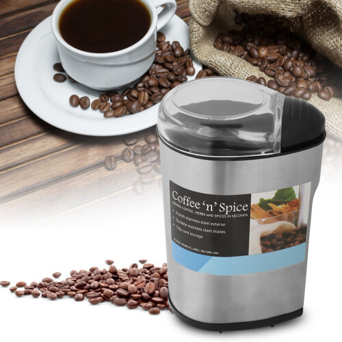 Moedor elétrico de café e especiarias, moedor versátil com operação de um toque para moagem uniforme e rápida de café, grãos, temperos e 2