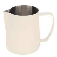 Mælkeskummerkop med dobbelt V-udløb, 304 rustfrit stål, lækagesikker bento-madkasse, latte-art-mælkekande, ergonomisk håndtag, hældekontrol