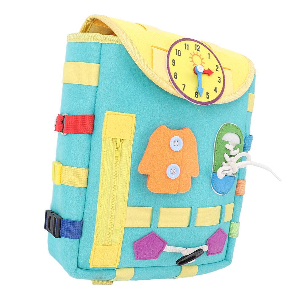 Cyan Toddler Felt Backpack With Learning Buckles & Zipper, 30X32cm