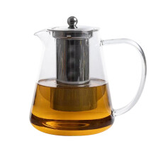 Tetera de vidrio con infusor extraíble de acero inoxidable para té floreciente y de hojas sueltas, infusor de malla fina, materiales de alta
