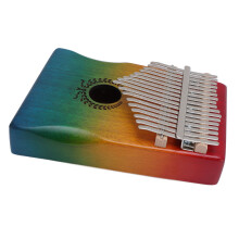 17-Key Mahogany Kalimba Thumb Piano with Carrying Bag, Colorful Gradient
