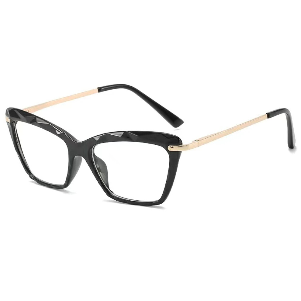 Black Spring Hinge Bifocal Reading Glasses Cat Eye Style Women 2.0 Diopter