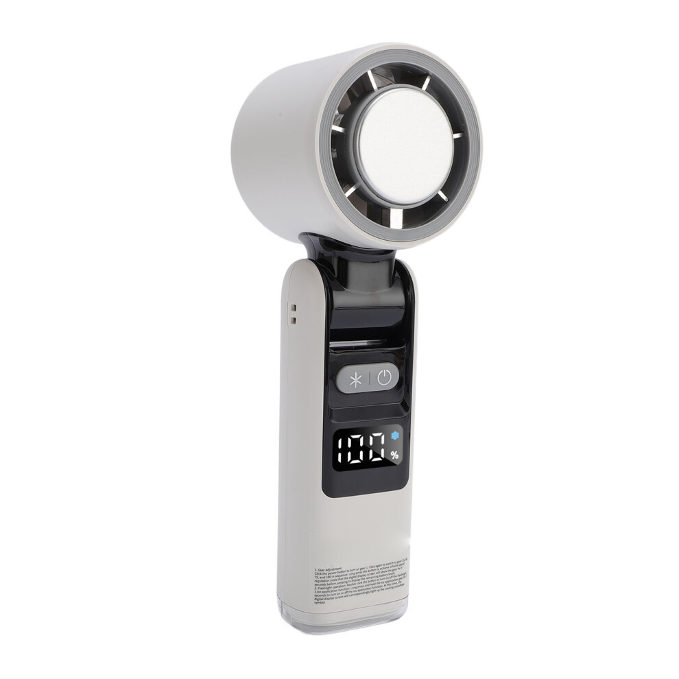 Light/White Handheld Fan With & Ice Cooling, 4000Mah, Foldable, 5 Speed,
