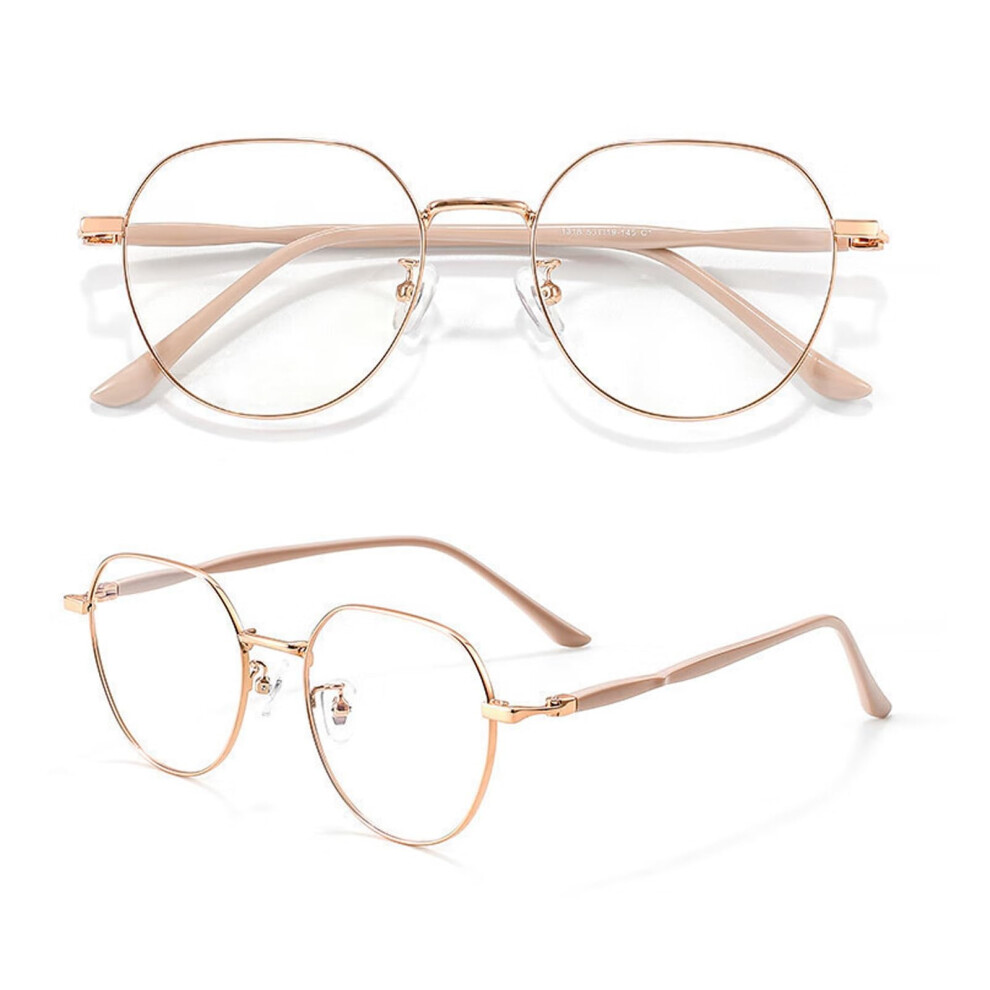 Oversized Round Reading Glasses For Women Large Frame Lightweight Blue Light Blocking Eyeglasses 2.0x Milk Tea Gold