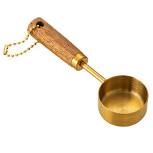 Cuillère doseuse en acier avec manche en bois 14ML-plaqué or