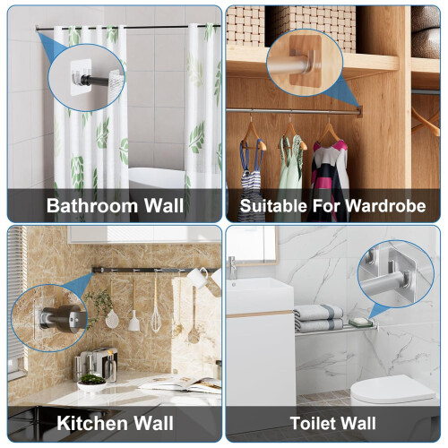 Supports de tringle à rideau de bain adhésifs, Construction en 1