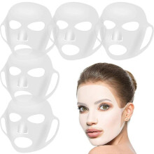 5 Pieces Reusable Silicone Face Mask Face Mask Cover Reusable Skin Mask Moisturizing Face Silicone Face Wrap (White)
