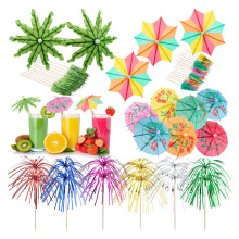40 Pcs Cocktail Umbrellas, Tropical Themed Beach Party Accessories for Drinks, Snacks Desserts Great for Summer Social Events