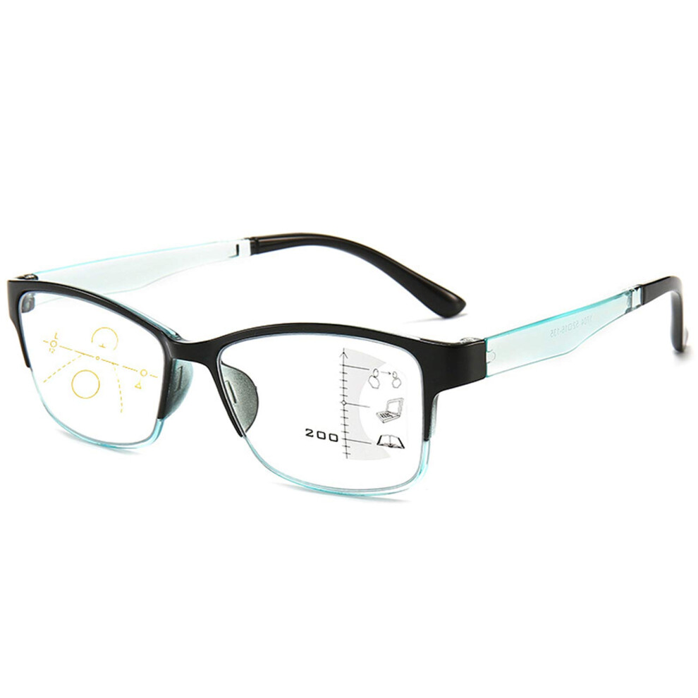 Blue/Light Intelligent Progressive Multifocus Reading Glasses Unisex Lightweight Blocking +1.5 Diopter Smart Zoom