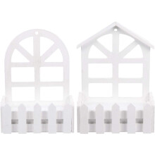Home Desktop Decoration, Wide Application Fairy Gardens, Exquisite Wooden Plant Pots, Space Saving Wall Mounted, Easy To Clean, 2 White Pieces
