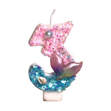 Ocean Mermaids Theme Number Candle For Birthday Cake Toppers-3