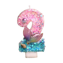 Decorative Mermaids Theme Number Candle For Birthdays Parties-2